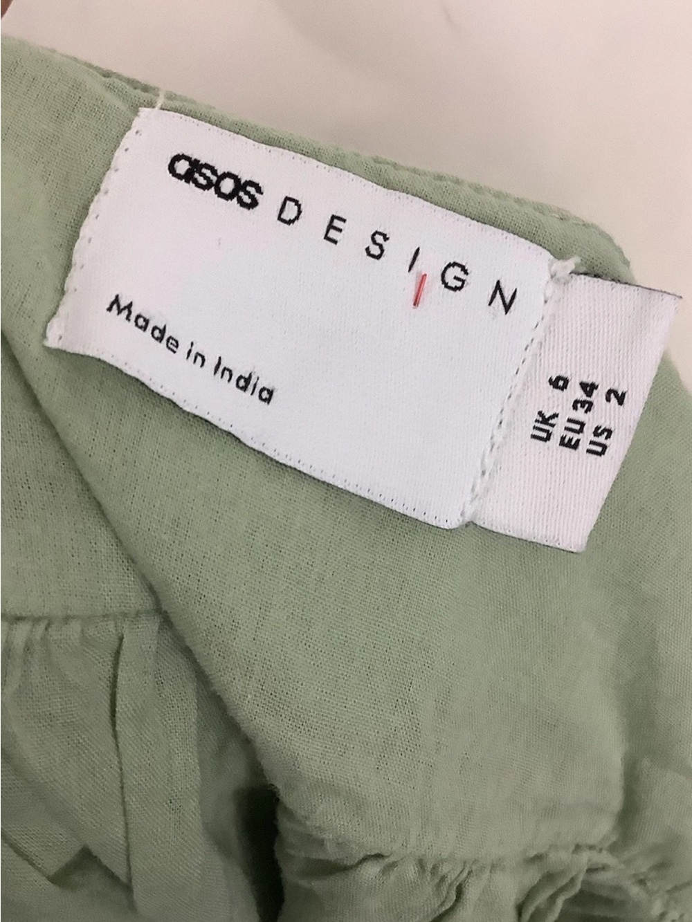 ASOS Sz 2 100% Cotton Eyelet Tiered Spring Summer Swing Trapeze Dress Green - Picture 4 of 6